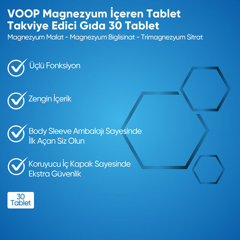 Voop Tablets Containing Magnesium Food Supplement 30 tablets