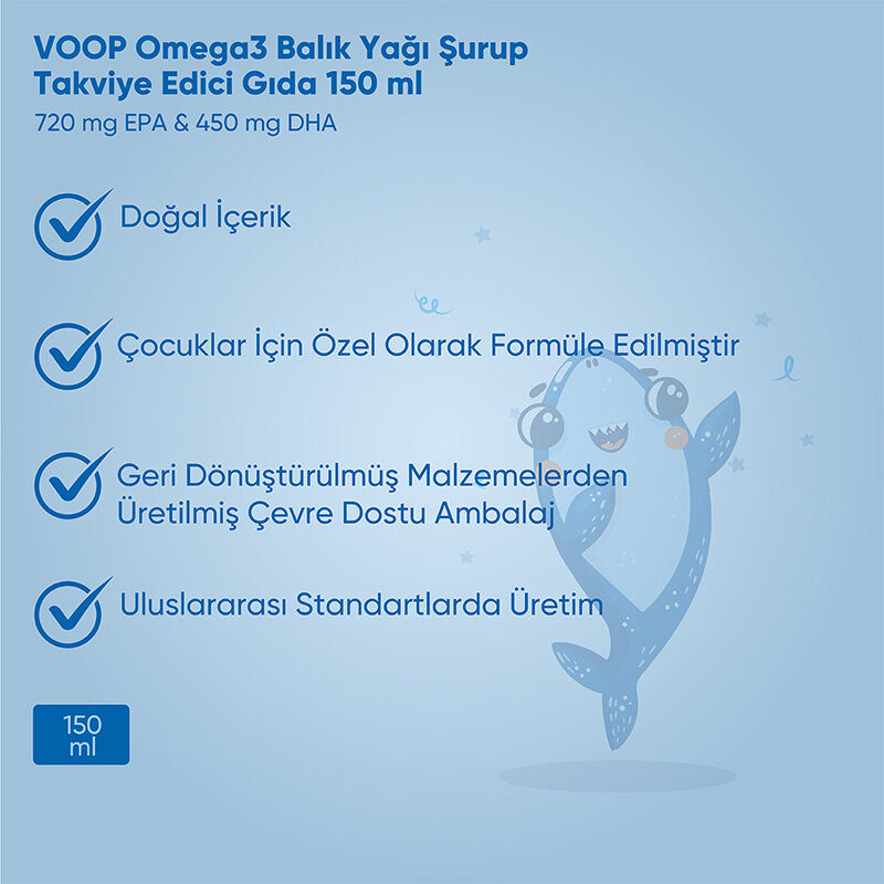 Voop Omega 3 food Supplement Containing Fish Oil 150 ml
