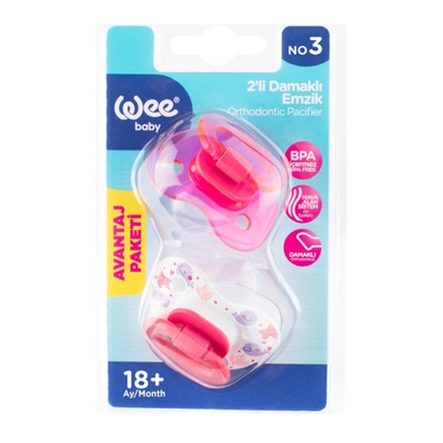 Wee Baby 2 pack Pacifier No3 18+ Months - Pink