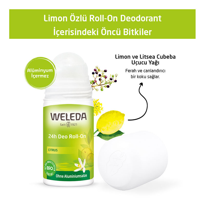 Weleda Natural Lemon Extract Roll On Deodorant 50 ml