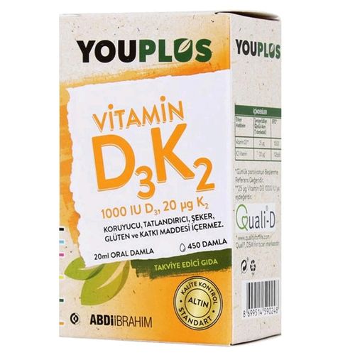 Abdi İbrahim Youplus Vitamin D3 k2 containing Supplementary Food 20 ml