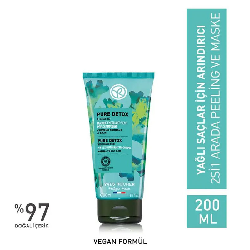 Yves Rocher قناع وتقشير الشعر المنقي 2 في 1 من إيف روشيه 200 مل