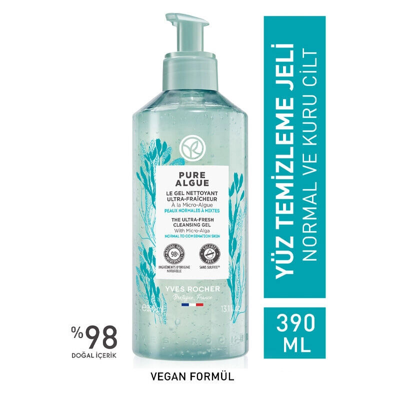 Yves Rocher جل غسول الوجه المرطب والمنعش من إيف روشيه بيور ألجو، 390 مل
