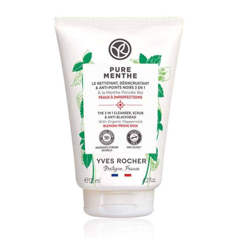 Yves Rocher Pure Menthe Peeling Face Wash Gel 125 ml