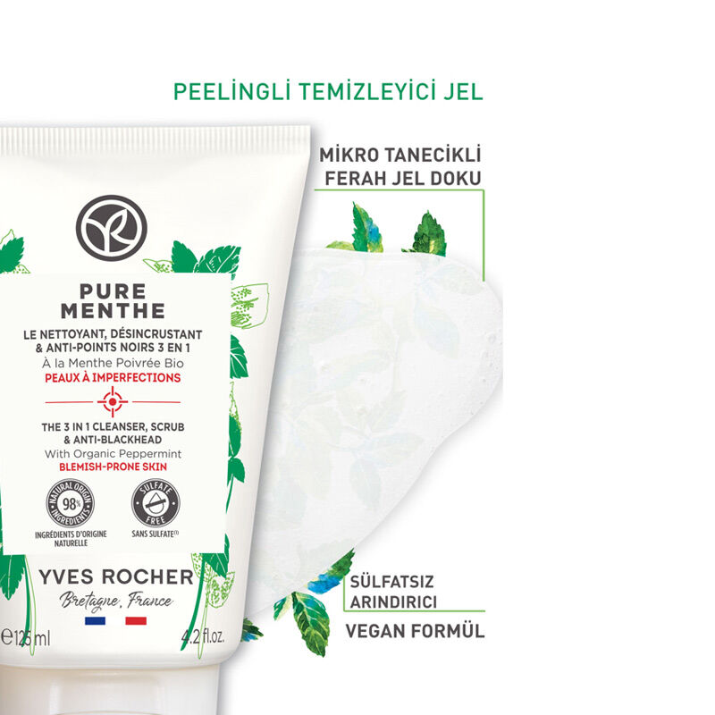 Yves Rocher جل غسول الوجه المقشر من إيف روشيه بيور مينث 125 مل