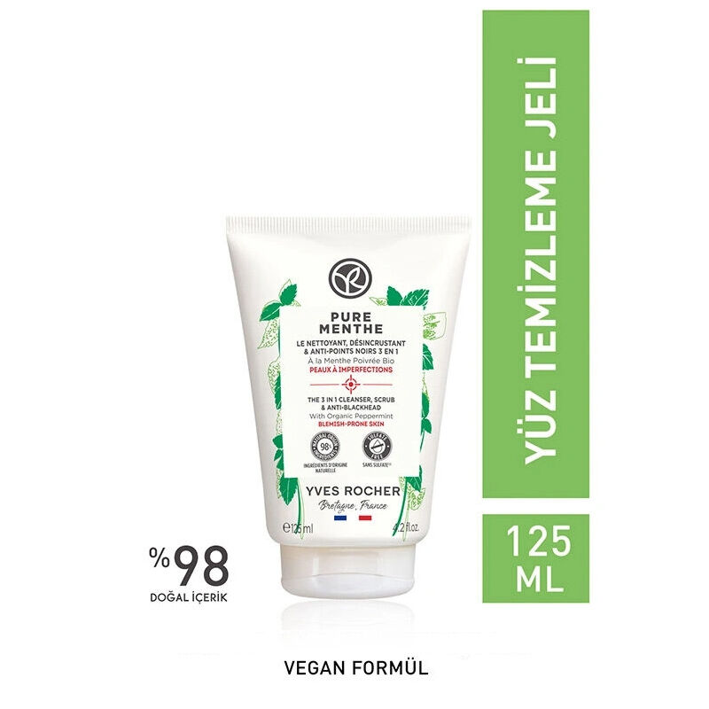 Yves Rocher جل غسول الوجه المقشر من إيف روشيه بيور مينث 125 مل