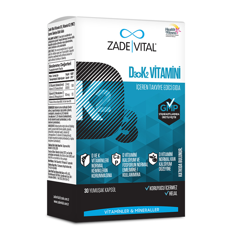 Zade Vital Vitamin D3 k2 30 soft Capsules