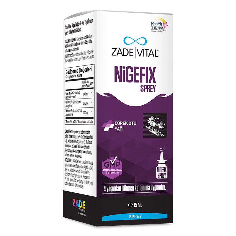 Zade Vital Nigefix Black Cumin Oil Containing Spray Supplementary Food 15 ml
