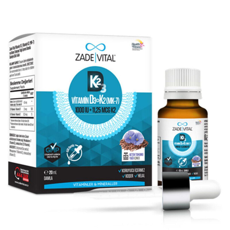 Zade Vital Vitamin D3 k2 and Flaxseed Drops 20 ml